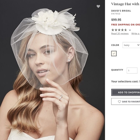 Bridal Vintage Hat w/ Attached Flowers and Blusher